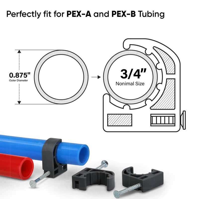 Highcraft Half Clamp with Nail For Pex Tubing Pipe Support, 3/4 in, Black - Image 3